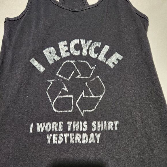 Lost Gods Sleeveless Blouse For Women Size Small Black I Recycle Logo  B8 - Picture 2 of 9